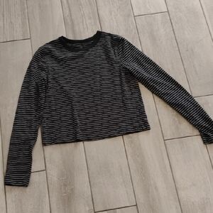 Black and White Striped Long Sleeve Top